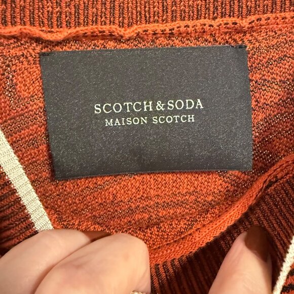 Scotch & Soda Crewneck Orange Black Knit Sweater Women's Size S - Picture 5 of 11